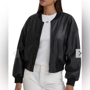 Black Short Cropped Bomber Jacket